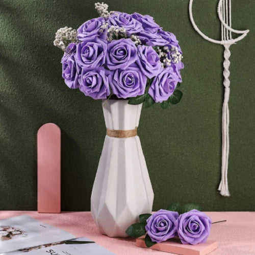 25 Pcs Artificial Rose Flowers, Realistic Fake Roses, Artificial Blush Roses