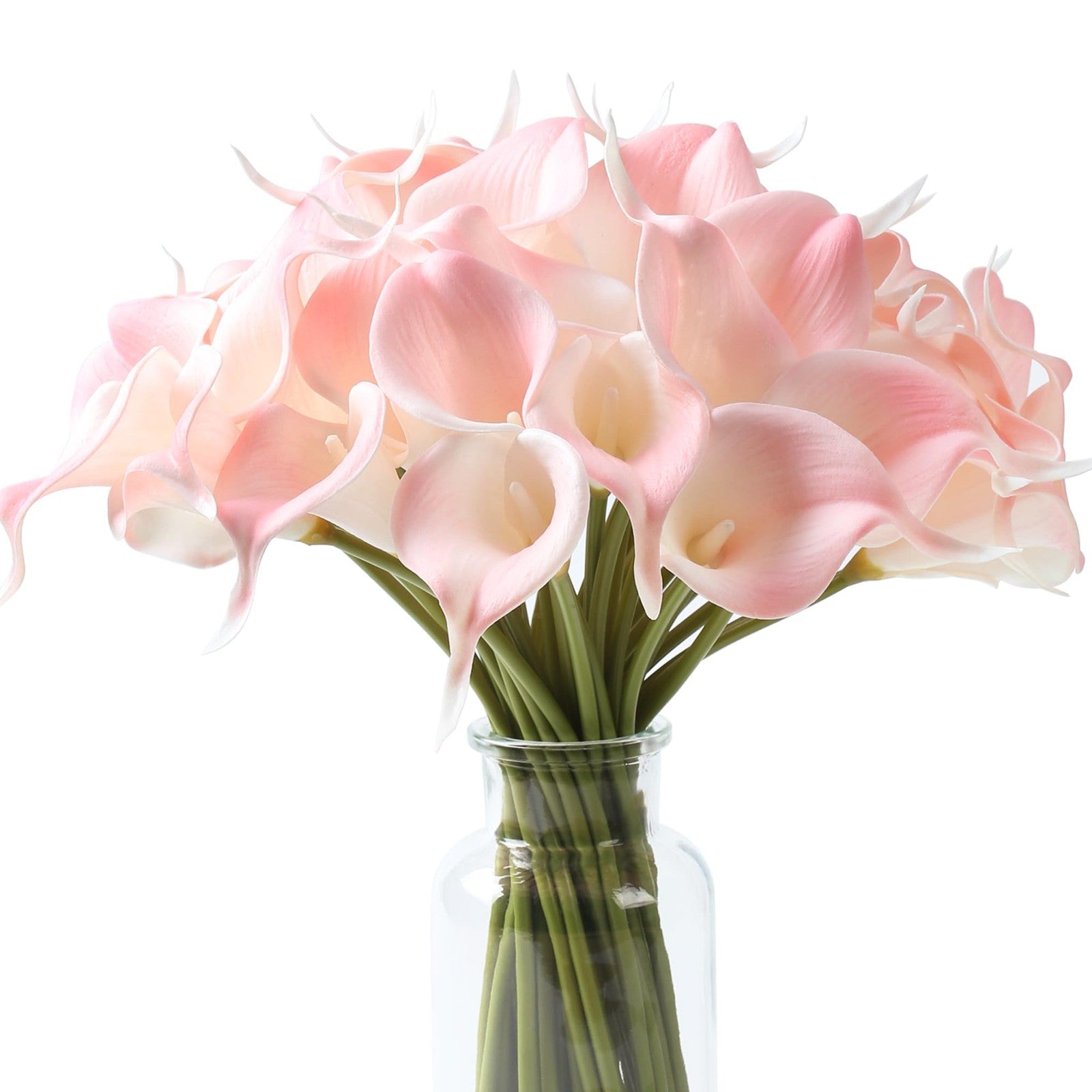 24 PCS Pink Fake Flowers Artificial Calla Lily Silk Real Touch Wedding Decor